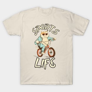 Sports Life - Fat Cat Riding a Bike T-Shirt